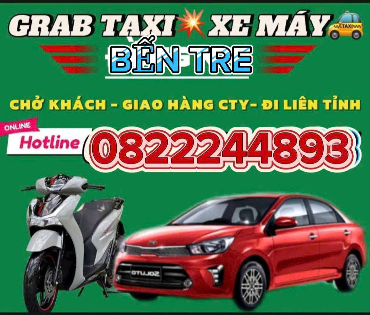 TỔNG ĐÀI ĐẶT XE GRAB TAXI TỈNH BẾN TRE