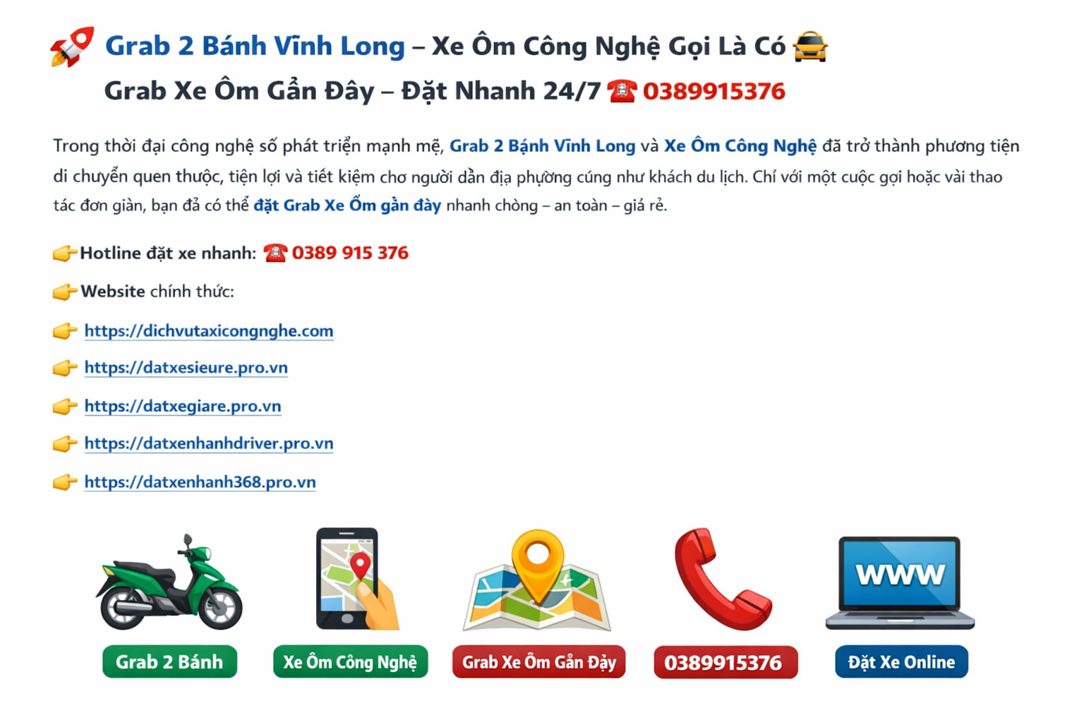 Grab 2 Bánh Vĩnh Long, Xe Ôm Công Nghệ, Grab Xe Ôm Gần Đây ☎️ 0389915376