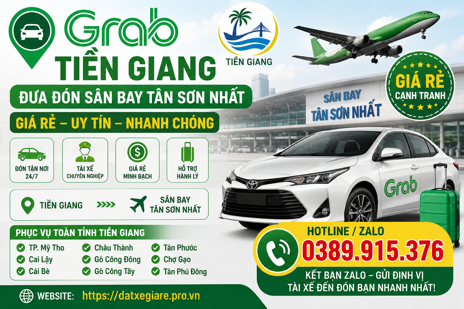 Grab Tiền Giang Đưa Đón Sân Bay Tân Sơn Nhất Giá Rẻ