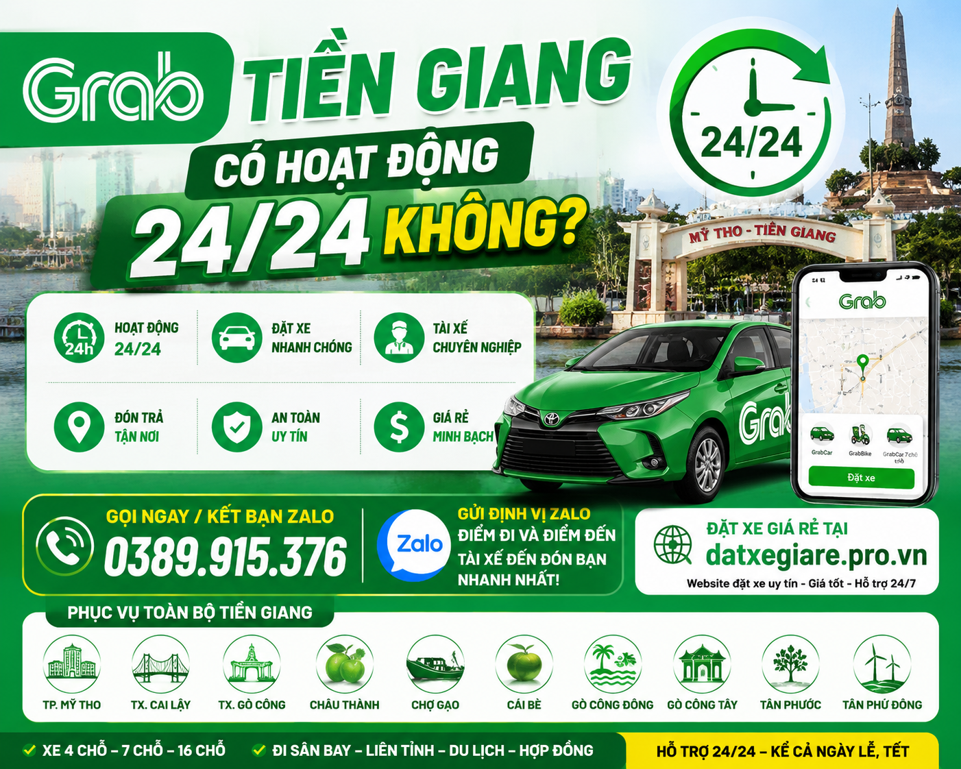 Grab Tiền Giang Có Hoạt Động 24/24 Không?