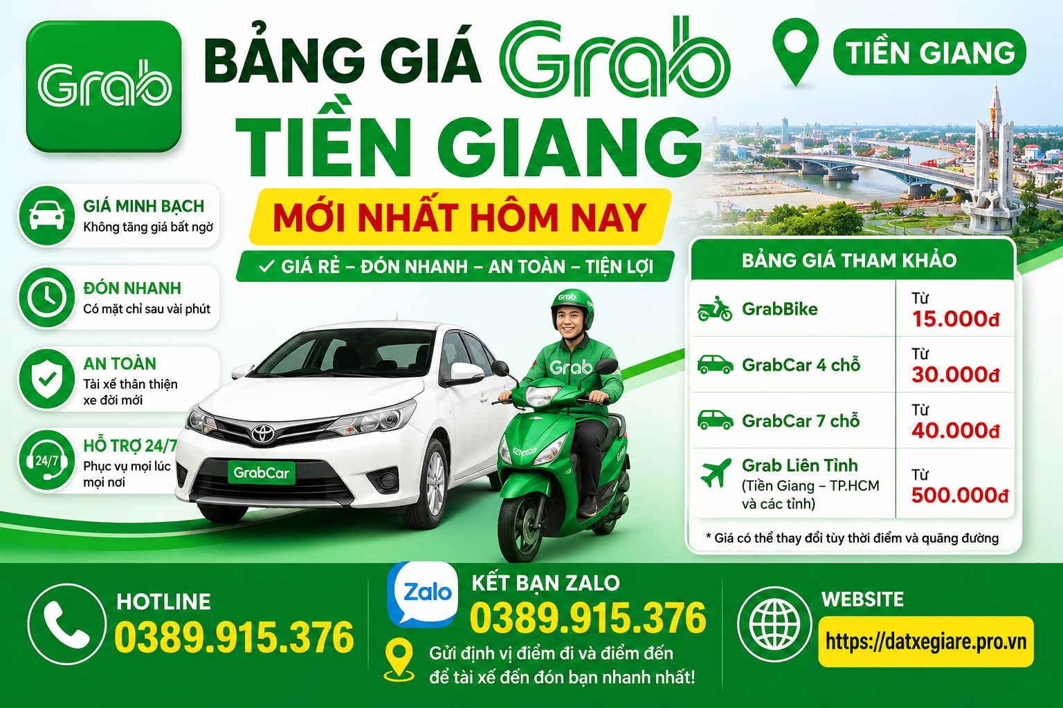 Bảng Giá Grab Tiền Giang Mới Nhất Hôm Nay
